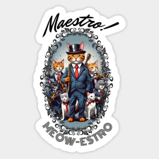 Orchestra-Conducting Cat: "Maestro Meow-estro" Sticker